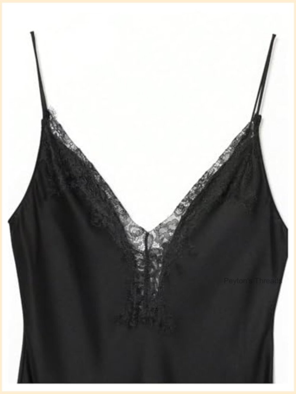 V Neck Spaghetti Strap Lace Trim Slip Midi Dress Asymmetrical Summer - Picture 3 of 5